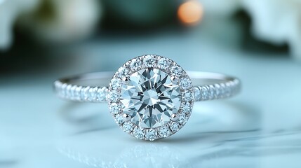 Fototapeta premium A clip art of a sparkling diamond ring on a white background