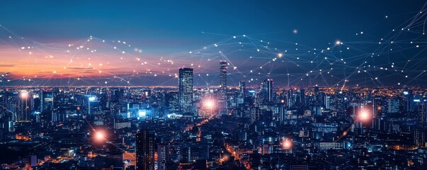 Obraz premium Futuristic Cityscape Background, Generative AI