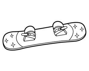 Snowboard. Winter activity sports. Outline illustration, isolated on white background, design elements