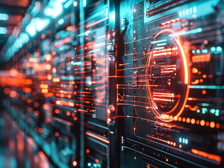 Obraz premium Ai generate insights data visualization technology lab digital art futuristic environment close-up viewpoint innovation concept