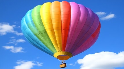 Fototapeta premium A detailed clip art of a colorful hot air balloon floating in the sky on a white background