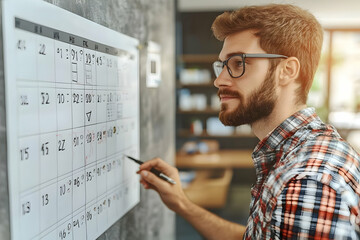 Man Planning Schedule on Whiteboard Photo