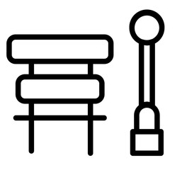 Bench Park Tree Line Icon