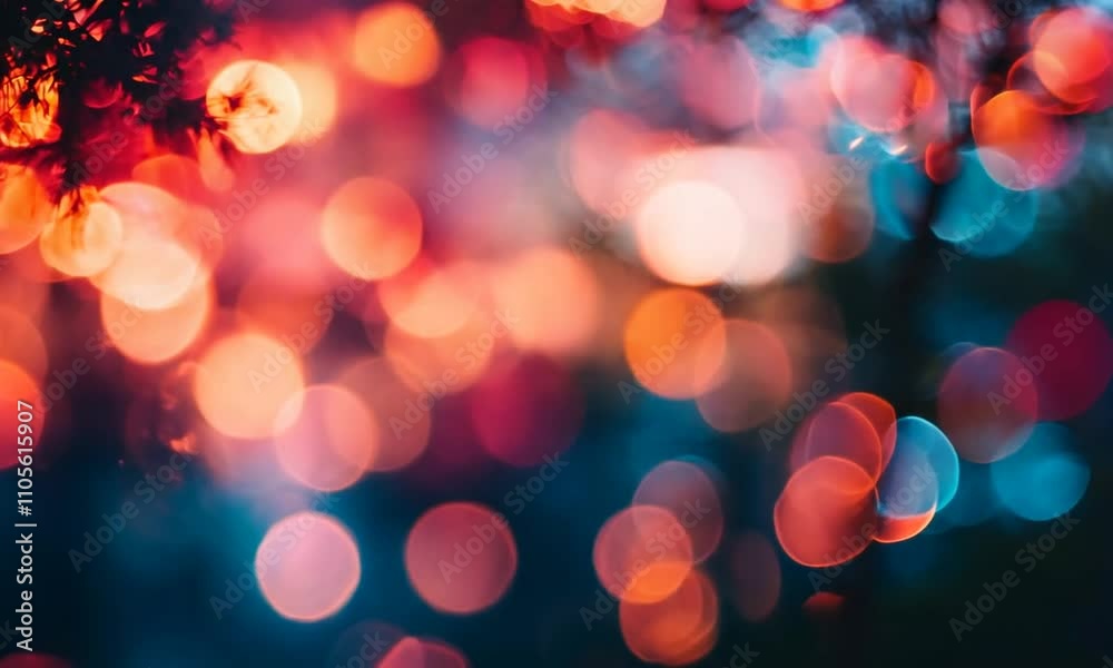 Poster Vibrant Bokeh Lights in Dynamic Colors Creating Dreamy Atmosphere : Generative AI