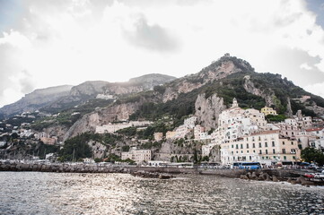 view of the town of Amalfi from the sea