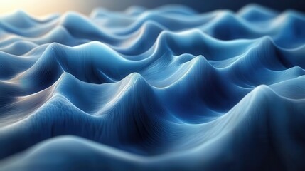 Fototapeta premium Abstract polygon waves with glowing cyan highlights and smooth gradient transitions