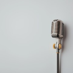 Fototapeta premium Vintage silver microphone on a white background.