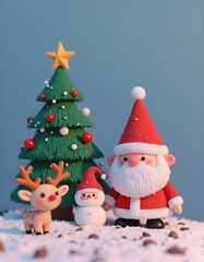 Cute Minimal Santa Clause with Christmas Tree for Social Media Post