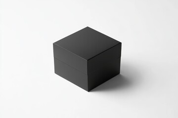 Square luxurious and chic black paper box on white background