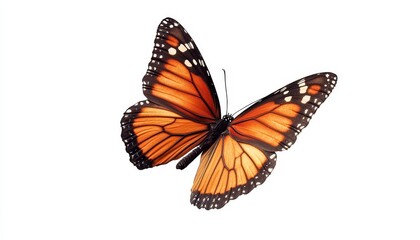 Fototapeta premium Monarch Butterfly In Flight Wings Spread Wide