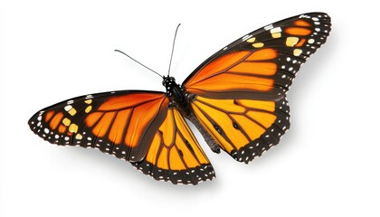 Obraz premium Monarch Butterfly Wings Spread Open Against White Background