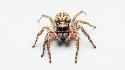 Fototapeta premium Close-up of a jumping spider on white background.