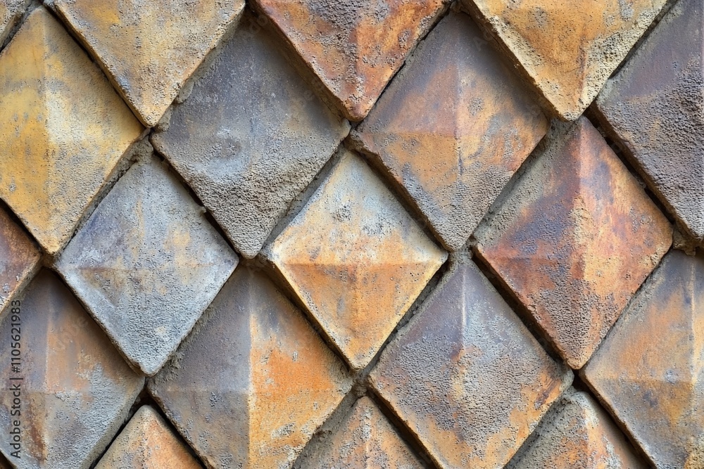 Poster this image captures rusty orange tiles with a vintage geometric texture, emphasizing their earthy to