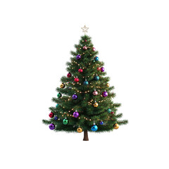 Decorated Christmas Tree Isolated on White Background