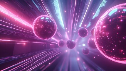 Fototapeta premium Abstract Purple Neon Light Sphere Tunnel