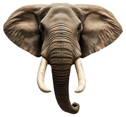 Obraz premium PNG Elephant head with large tusks and wrinkles