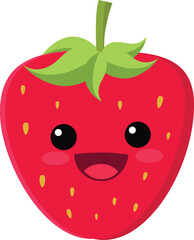 Cute strawberry fruit clipart set on a transparent background