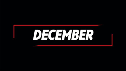 Typewriter December looped on white abstract background in yellow text effect