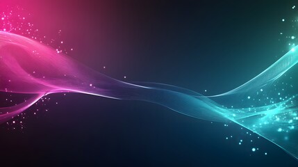 Abstract Pink And Teal Light Waves Flowing
