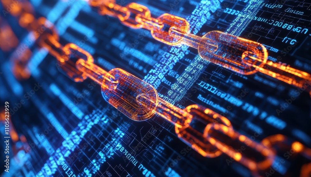 Poster Digital Chains Representing Secure Data Encryption Technology