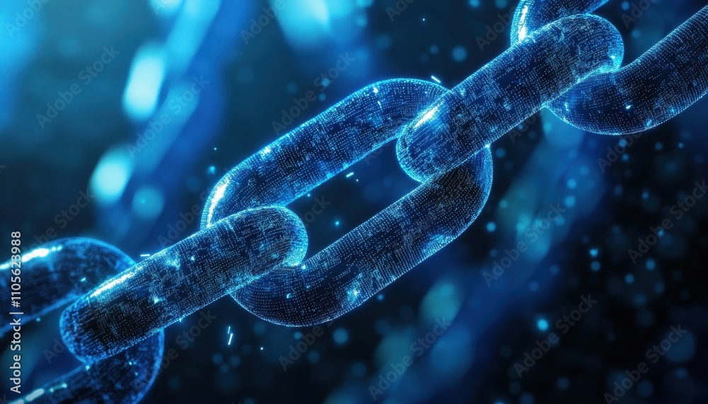 Fototapete digital chain link abstract data security concept