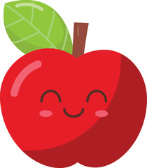 Cute apple fruit clipart set on a transparent background