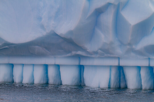 Iceberg detail in and around the Antarctic Peninsula during the summer months, Southern Ocean