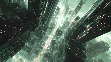 Obraz premium Cluster of high tech skyscrapers with polished glass AI generated illustration