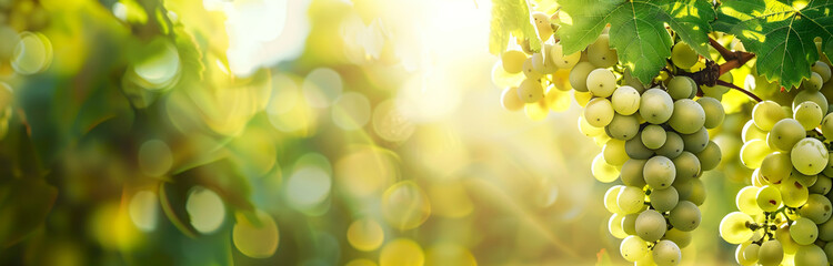 Vineyard_banner_with_white_grapes_and_green_leaves_AI Image (2)