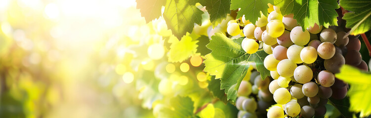Vineyard_banner_with_white_grapes_and_green_leaves_AI Image (2)