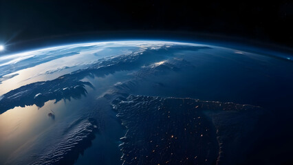 blue sunrise, view of earth from space