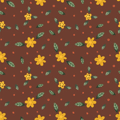 Abstract flat hand draw floral pattern background.