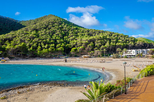 Beach at Cala Llonga, Ibiza, Balearic Islands, Spain, Mediterranean