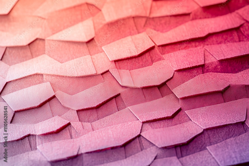 Poster A close-up image showcasing textured pink layered paper arranged in a pattern, evoking a sense of creative design, depth, and visual intrigue.