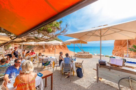 Es Bol Nou Beach and Restaurant, Ibiza, Balearic Islands, Spain, Mediterranean