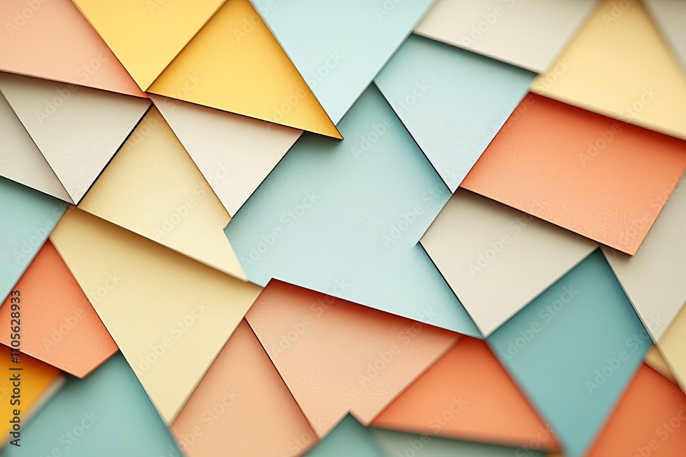 Aufkleber an aesthetically pleasing collection of layered paper shapes in soft pastel hues, arranged to form a