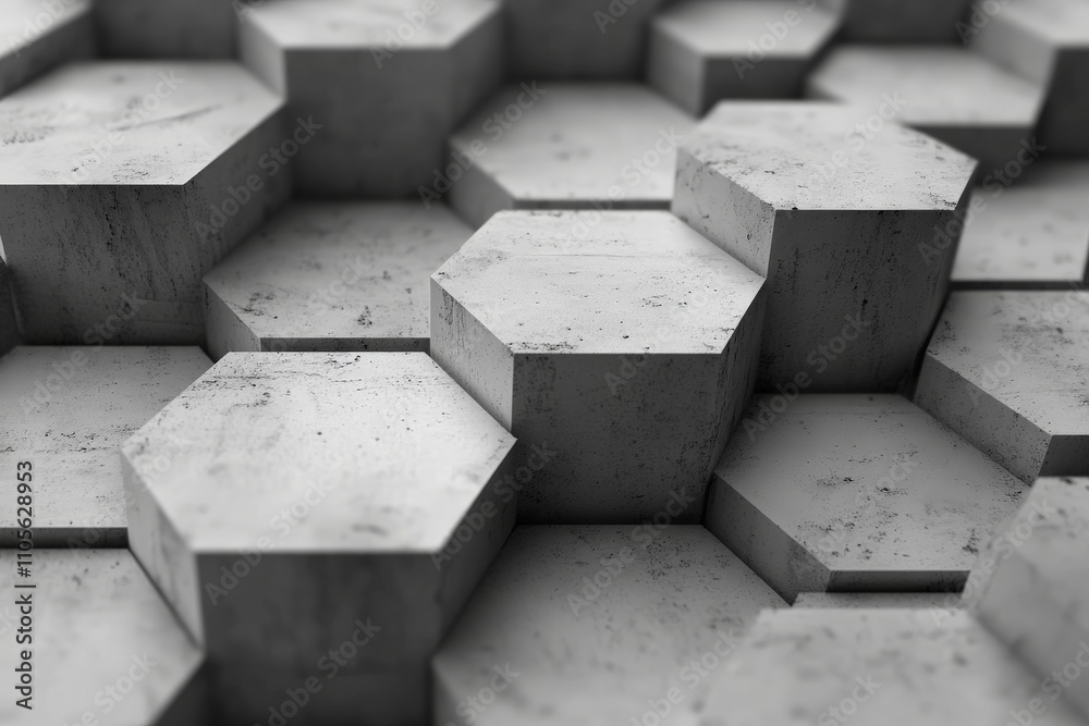 Leinwandbilder an industrial composition of concrete hexagonal tiles, highlighting the raw texture and strength of 
