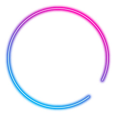 Neon Glowing Circle Border Frame. Gradient Circle Frame in Blue and Pink.