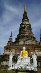 Fototapeta premium Buddha statue of a temple destroyed by Myanmar's attack : Wat Yai Chaimongkon in Ayutthaya