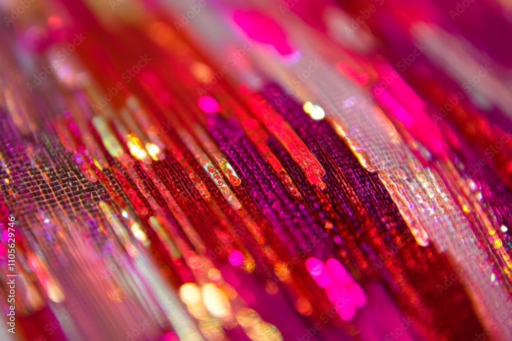 Poster a close-up of a vivid abstract pattern featuring vibrant magenta and gold colors streaking across th