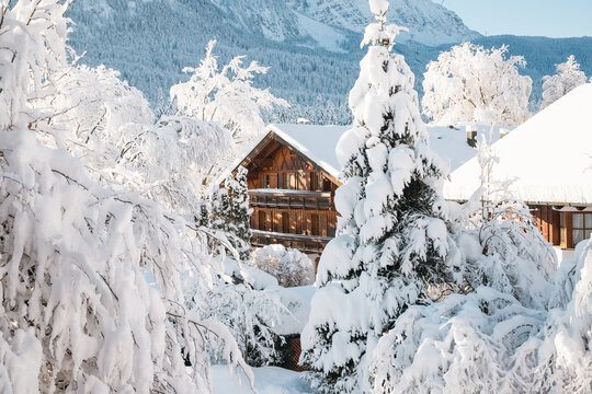 Wintertime in small German village of Garmisch-Partenkirchen, Bavaria, Germany