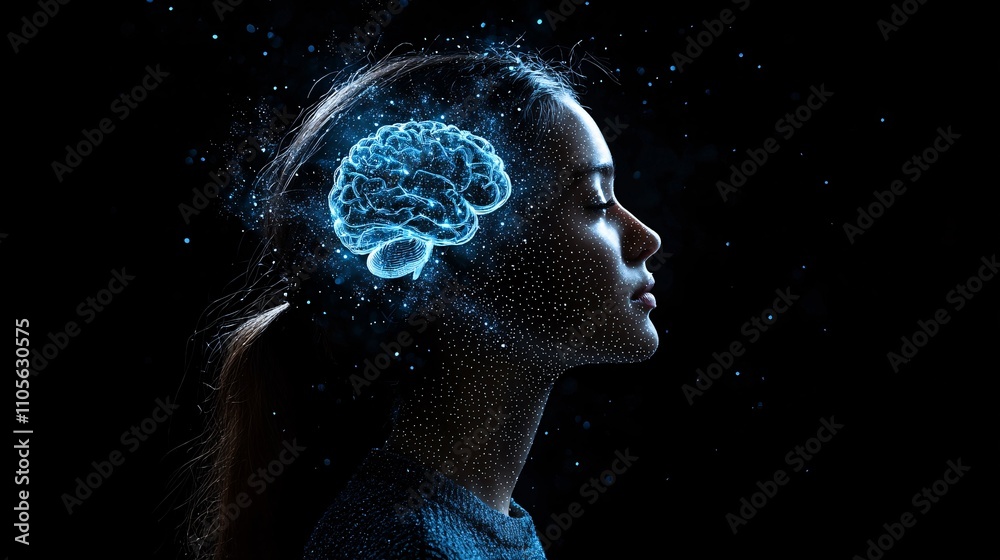 Poster A futuristic interface demonstrating real-time AI data processing for business growth Stock Photo with side copy space