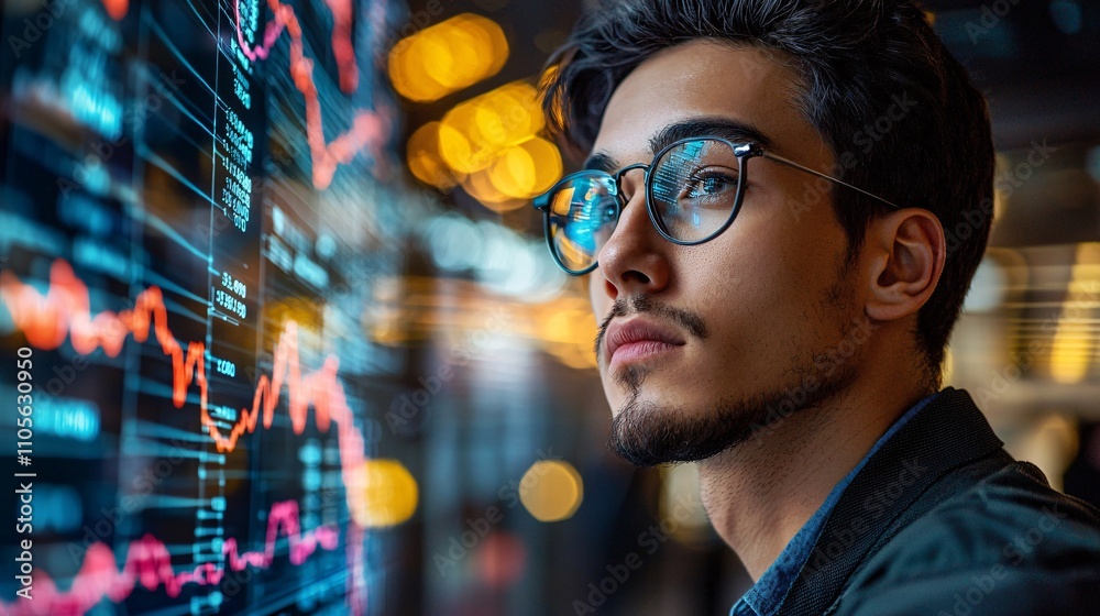 Poster An IT professional using cloud-based AI platforms to streamline business processes Stock Photo with side copy space