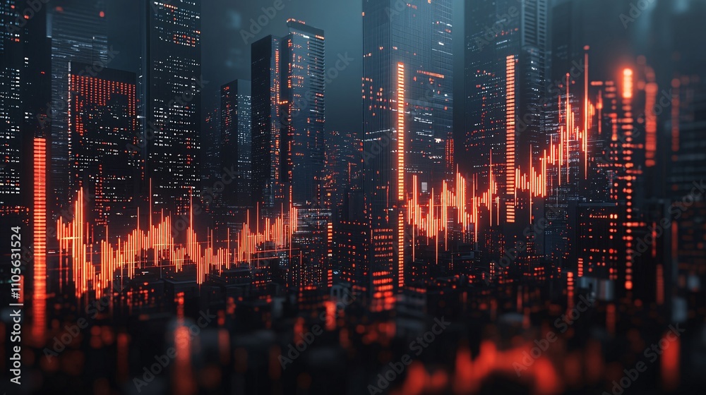 Poster A scene of AI technology transforming financial services in a bustling fintech environment Stock Photo with side copy space