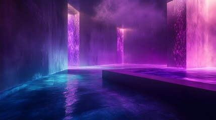 Abstract dark space with a glowing floor vibrant mis AI generated illustration