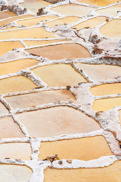 Detail of salt pans of Maras, Salinas de Maras, Cuzco Region, Peru