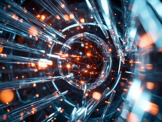Fototapeta premium Ai generated visualization of abstract digital sphere virtual environment dynamic perspective futuristic concept