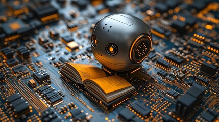 A robot is intently reading a book. Every letter it sees seems to be absorbed by its processor, pushing it beyond the limits and becoming an AI with intelligence that is increasingly close to humans.