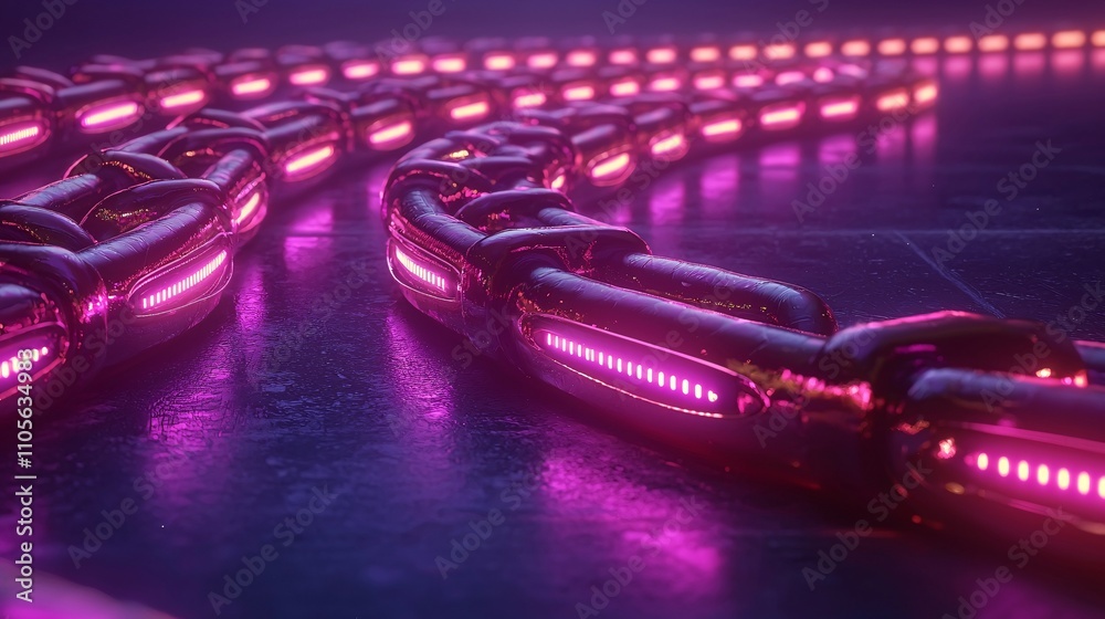 Aufkleber a futuristic cityscape with blockchain technology symbolized by glowing digital pathways stock photo