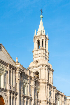 Tower of Basilica Cathedral of Arequipa, UNESCO World Heritage Site, Arequipa, Peru